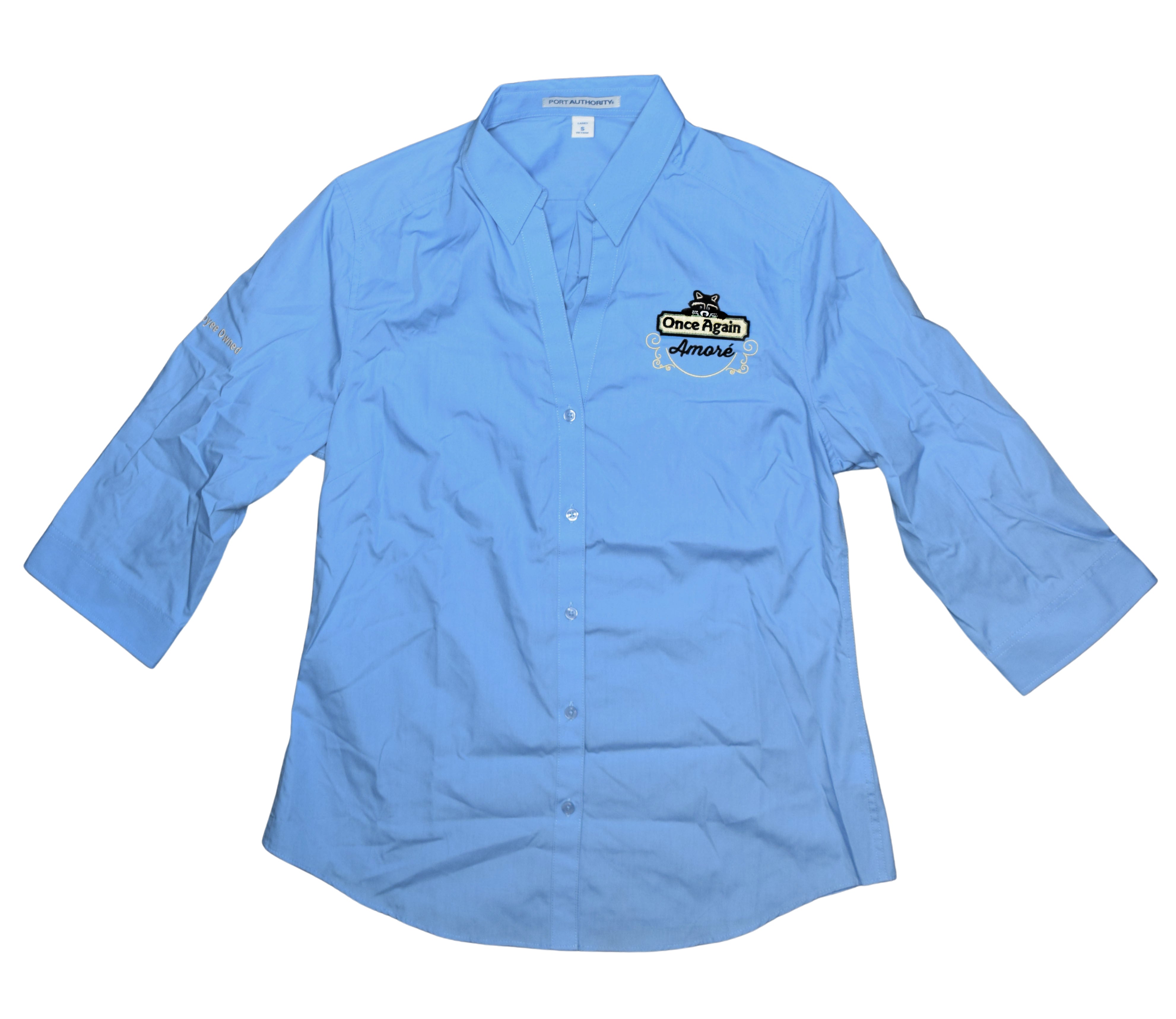 Women's 3/4 Sleeve Button Down Shirt in Blue - S at  Women's